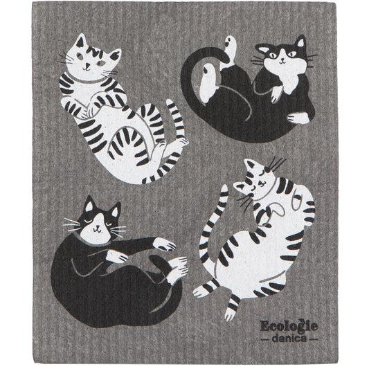 Multitasking Swedish dishcloths with cat graphic