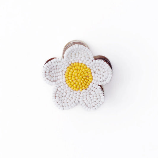 Molly flower hair clip in white & yellow