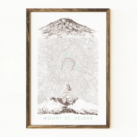 Turn of the Centuries - Mount St Helens Washington Topographical Map + Mountain Sketches