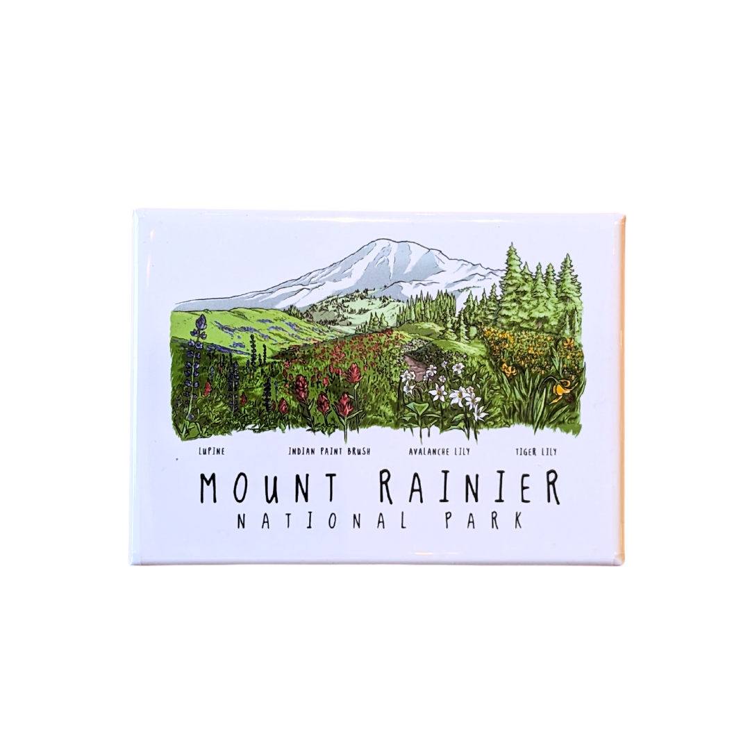 Mount Rainier NP - Wildflower Montage Magnet