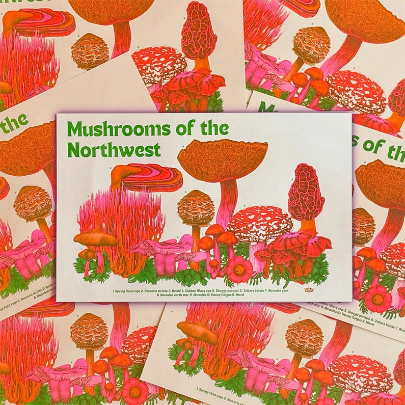 Mushrooms of the NW Riso Print