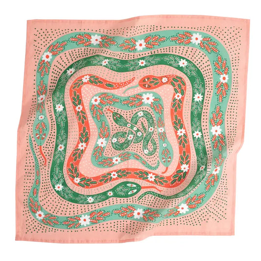 Handker Bandana in Snakes Pink pattern