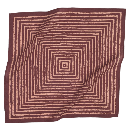 Handker's Sammi Pink Bandana is maroon and pink concentric squares
