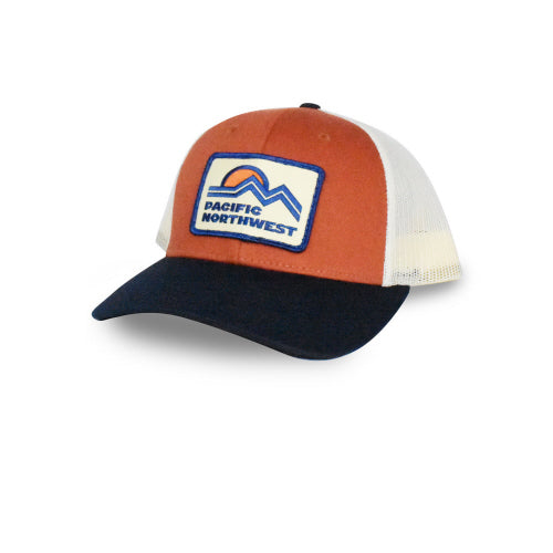 Oxford Trucker Hat in Dark Orange/Navy Color