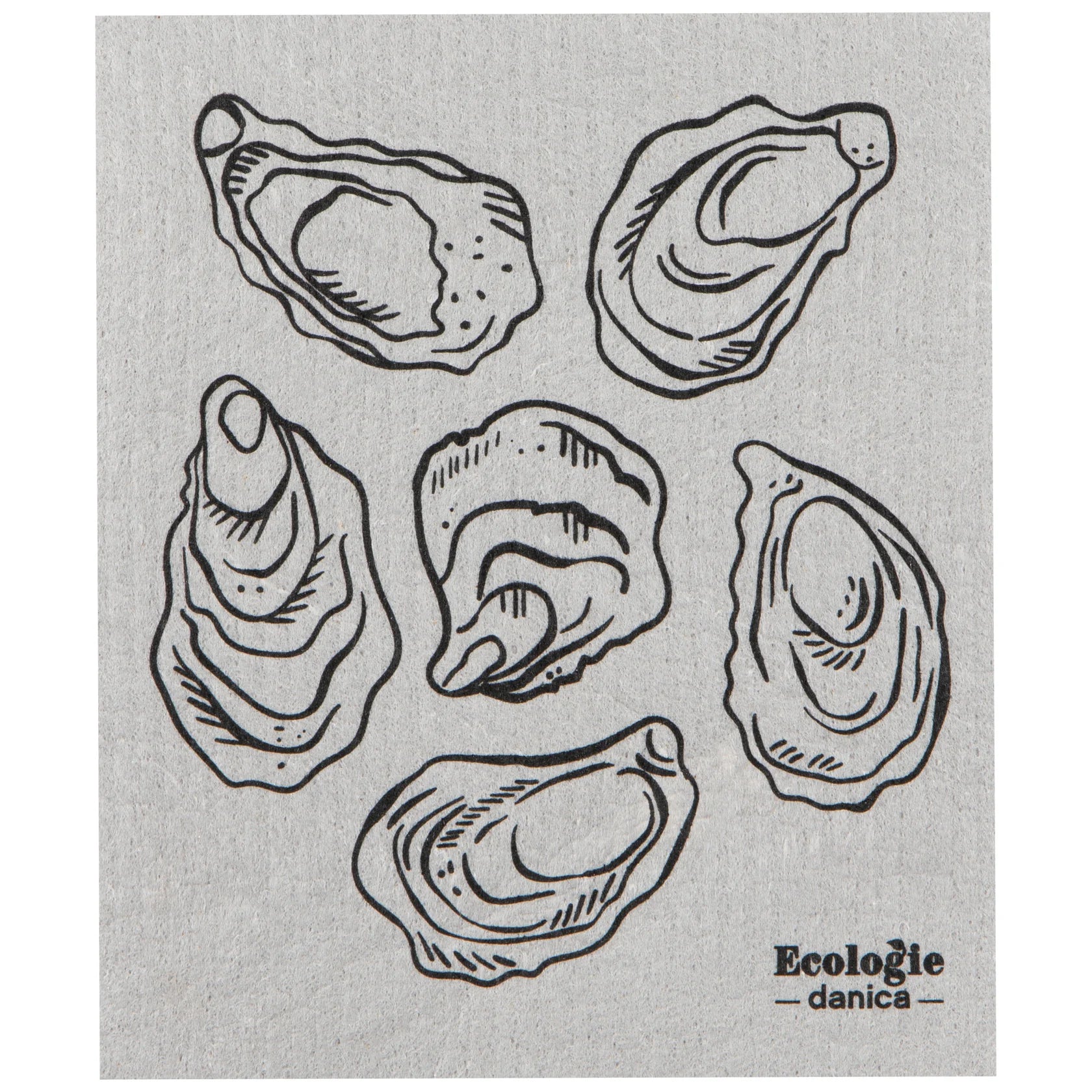 Multitasking Swedish compostable dishcloths with Oysters graphic