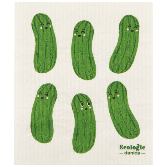 Multitasking Swedish compostable dishcloths with Pickle Pal graphic