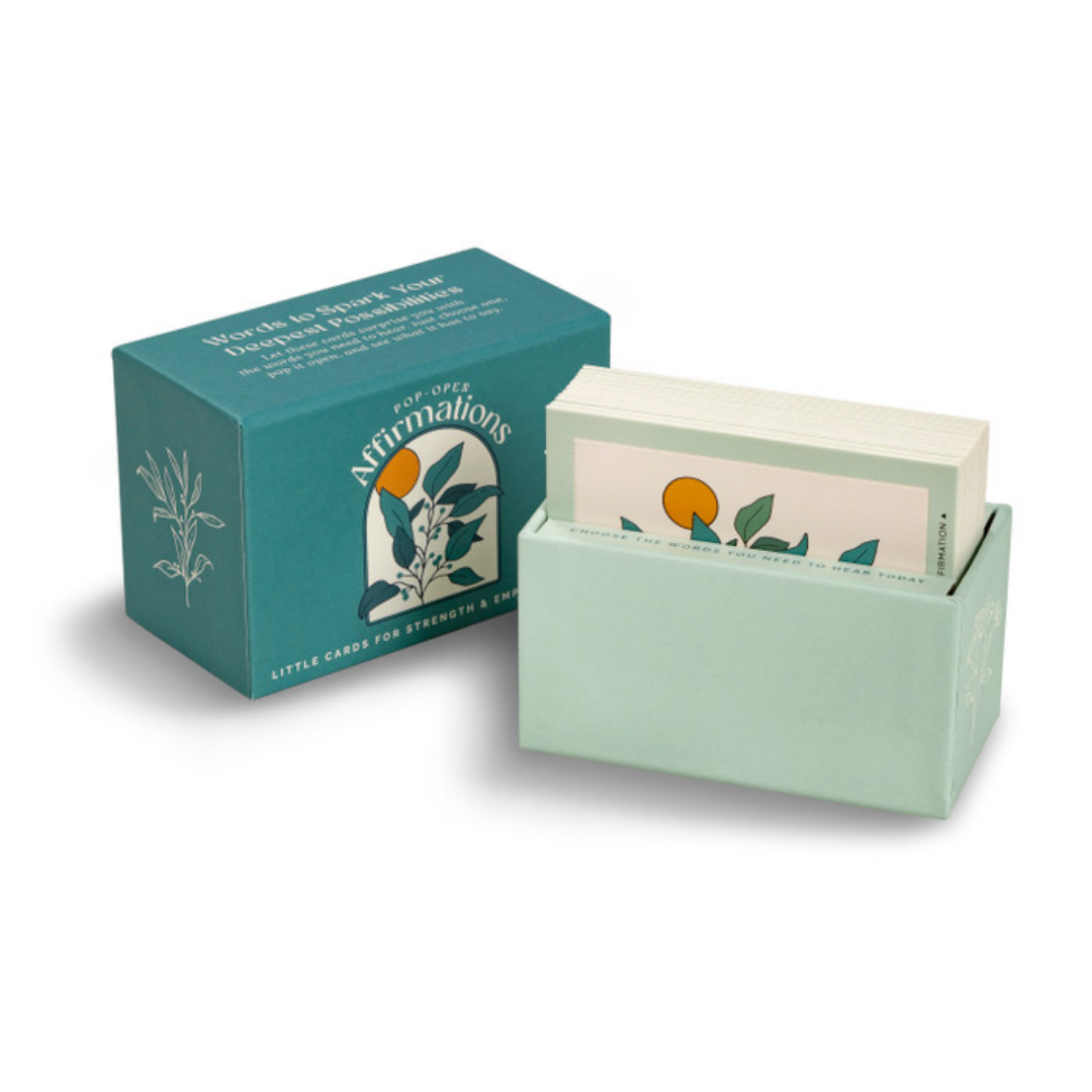 The Affirmations box open showing the cards resting inside