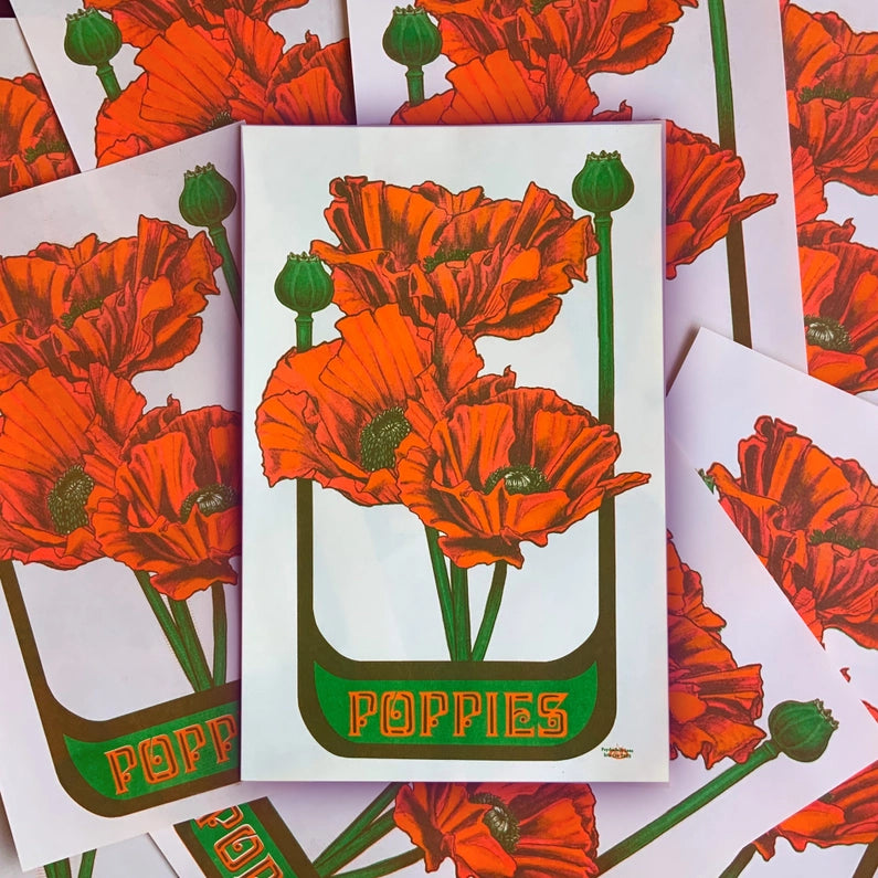 Poppies Riso Print
