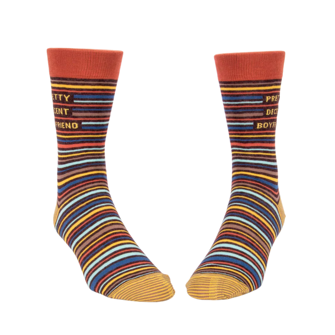 Men's Crew Socks with Pretty Decent Boyfriend text