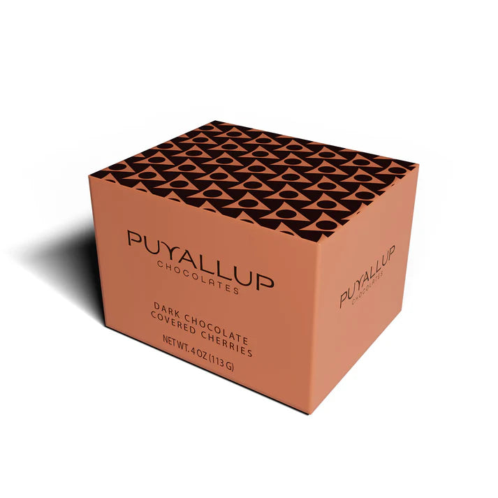 Puyallup Chocolates box with dark chocolate covered cherries