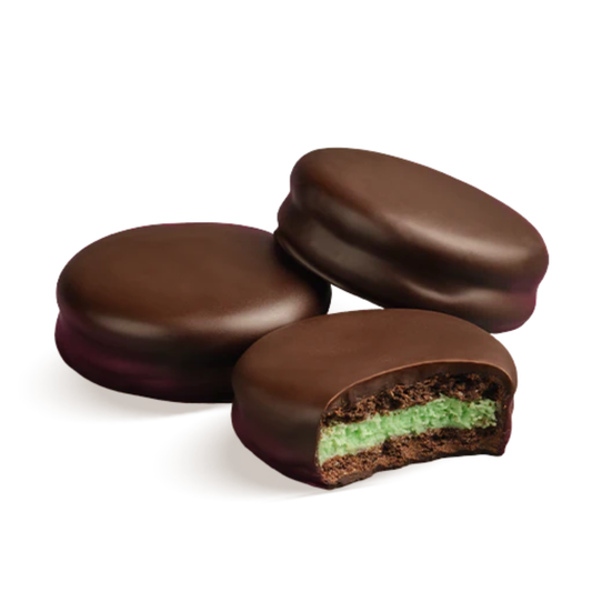 Dark chocolate covered mint cookies