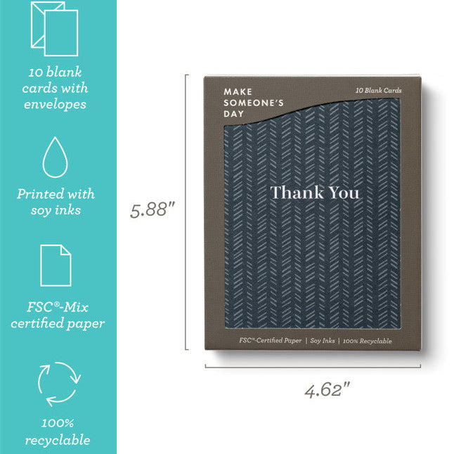 Quilted Navy - Thank You Note Cards