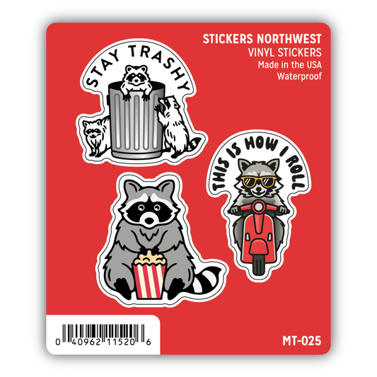Raccoon Mini Trio Sticker Set