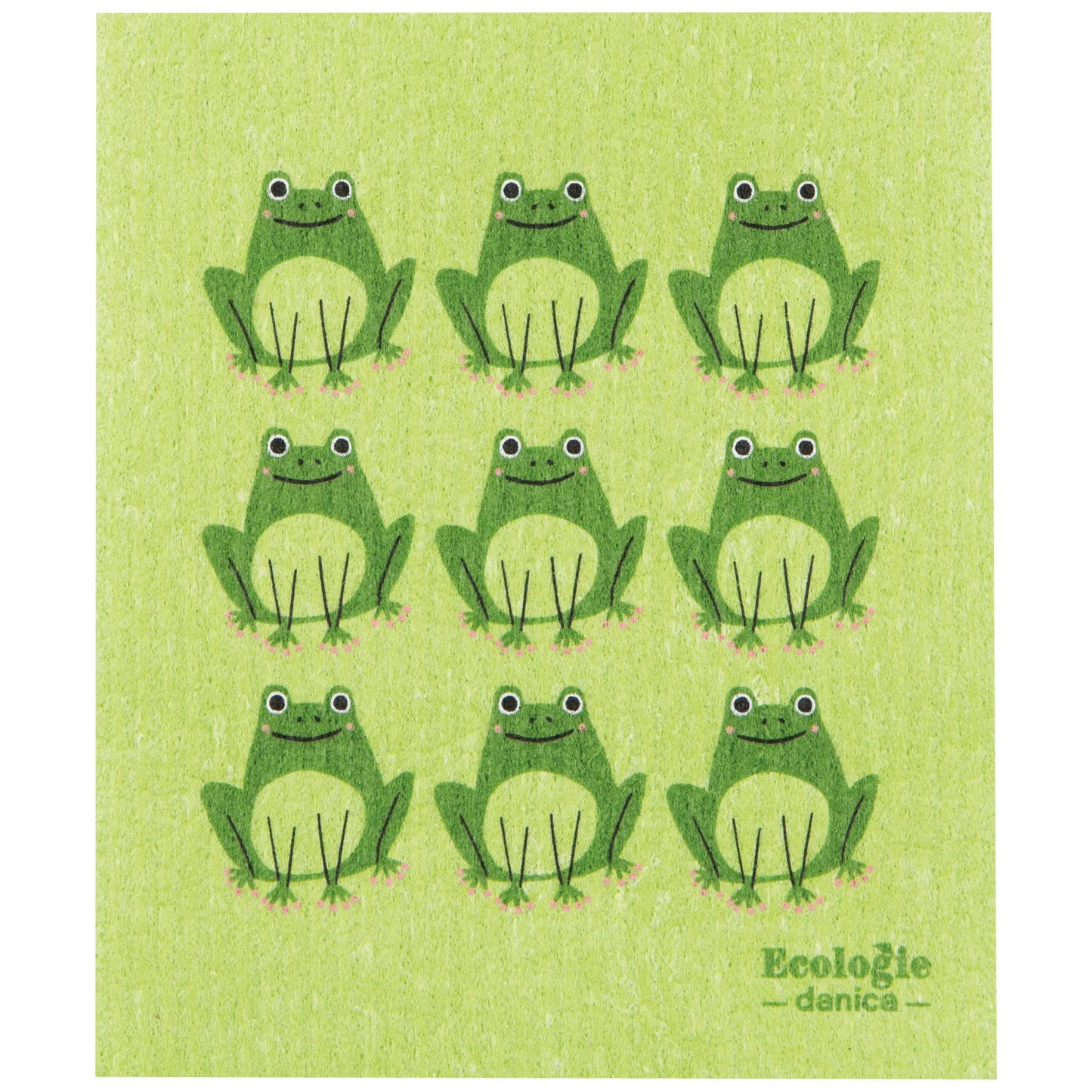 Multitasking Swedish compostable dishcloths with Frog graphic