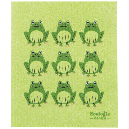 Multitasking Swedish compostable dishcloths with Frog graphic
