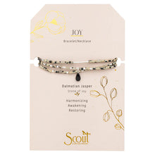 Load image into Gallery viewer, Teardrop Stone Wrap Dalmatian Jasper/Obsidian/Silver -Stone of Joy
