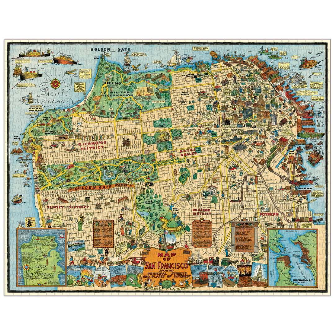 PRE SALE Cavallini & Co. 1000 Piece Puzzle - San Francisco Map