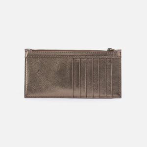 metallic pewter card wallet by Hobo back view
