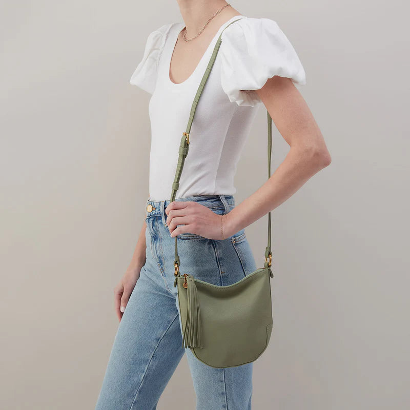Model wearing a bag for scale