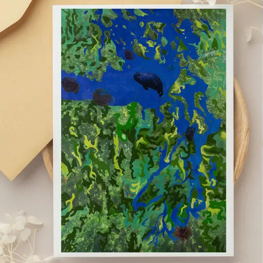 Greeting card of Salish Sea and Seal artwork