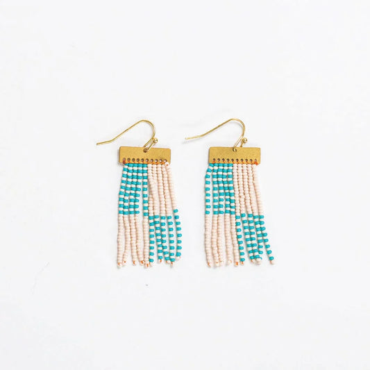 Beaded fringe earrings in Turquoise