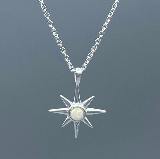 SS Syn Opal Large Star Necklace