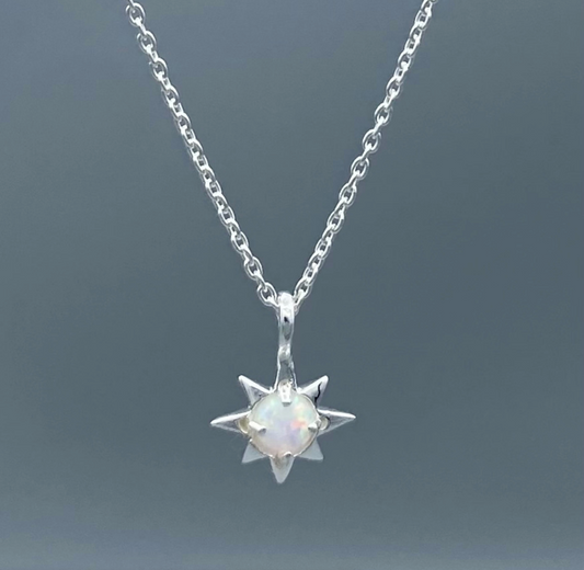 SS Syn Opal Starburst Necklace