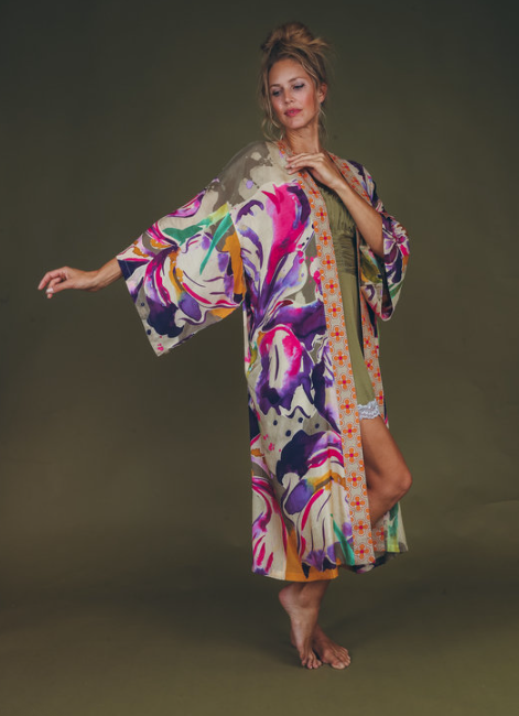 Kimono Gown - Sage Iris