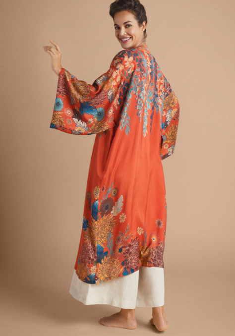 Kimono Gown - Trailing Wisteria Terracotta