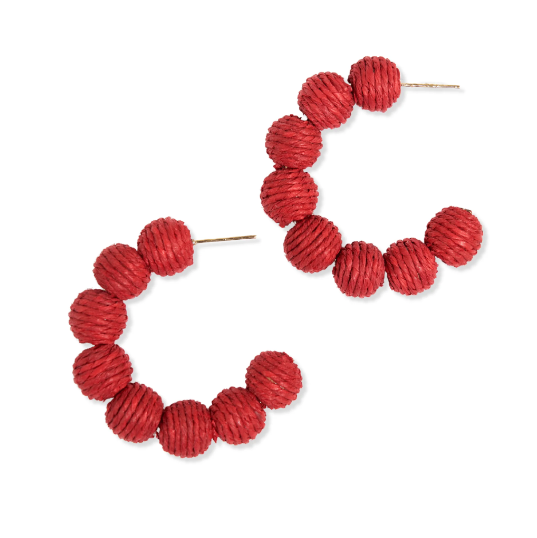 Leila Solid Hoop Earrings Red