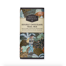 Load image into Gallery viewer, Double Chocolate Trail Mix chocolate bar featuring foliage and hikier
