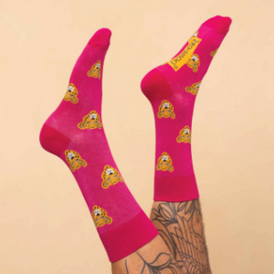 Mens Socks - Charming Cheetah Rasberry