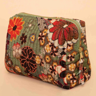 70s Kaleidoscope Floral Quilted Vanity Bag Sage - Large
