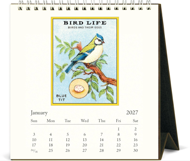 Cavallini & Co. 2027 Desk Calendar - Vintage Birds