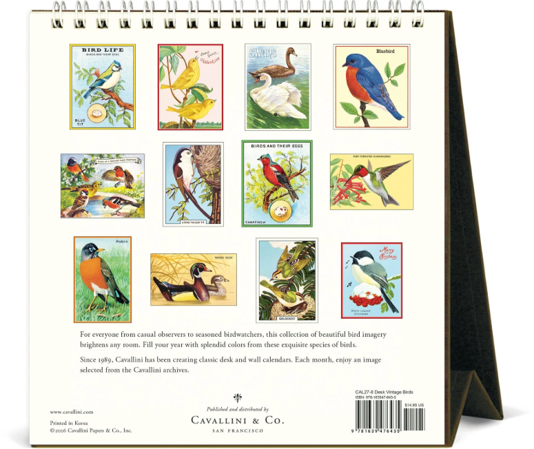 Cavallini & Co. 2027 Desk Calendar - Vintage Birds
