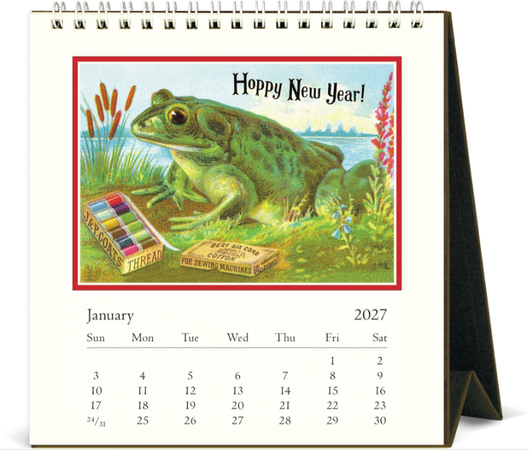Cavallini & Co. 2027 Desk Calendar - Frog & Friends