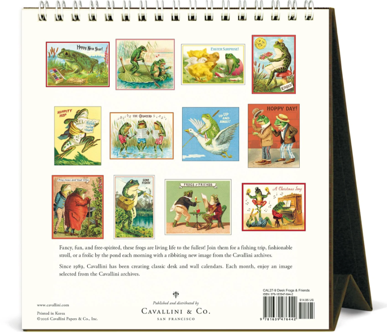 Cavallini & Co. 2027 Desk Calendar - Frog & Friends