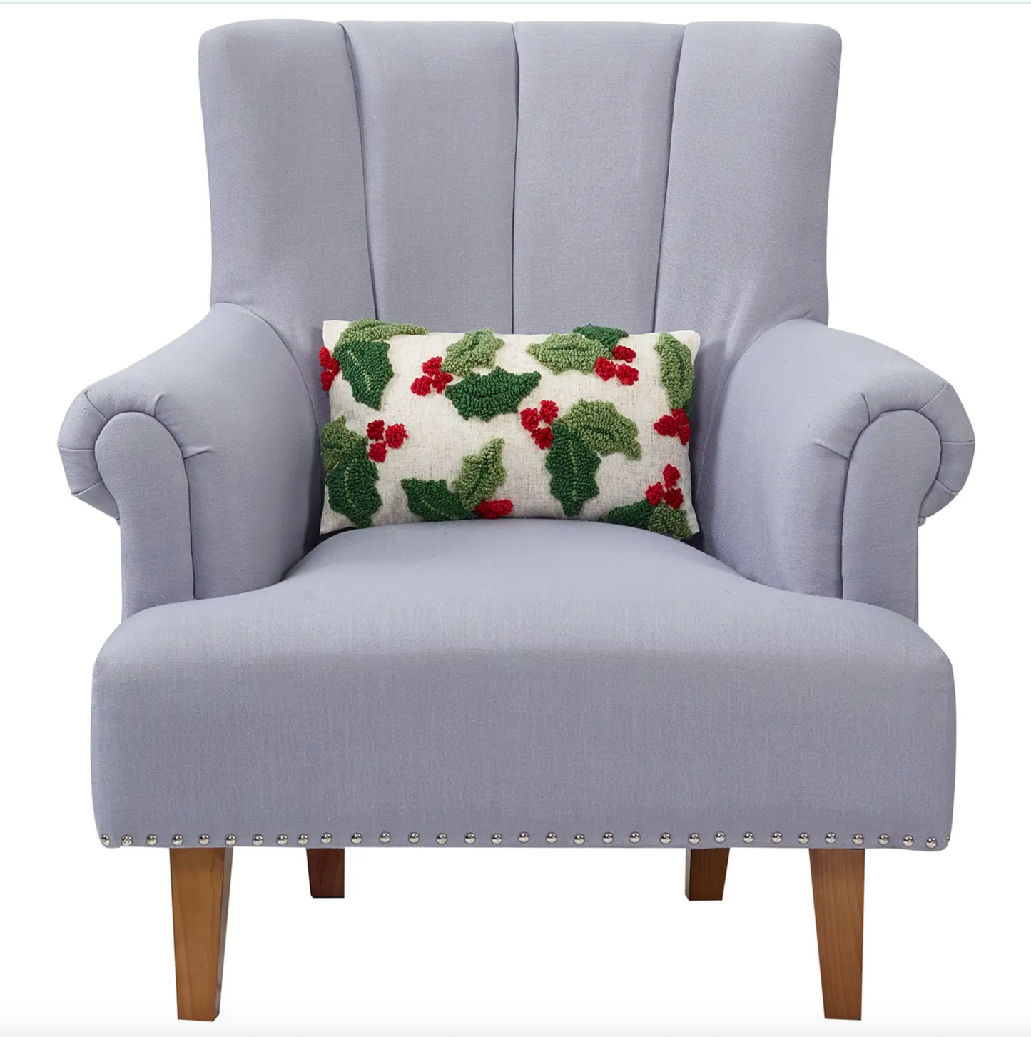 Holly w/ Berries Tuffted Pillow