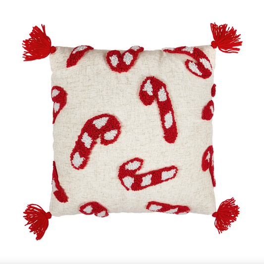 Candy Canes w/ Tassels Pillow