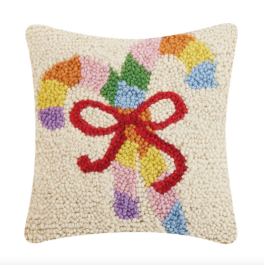 Rainbow Candy Cane Hook Pillow