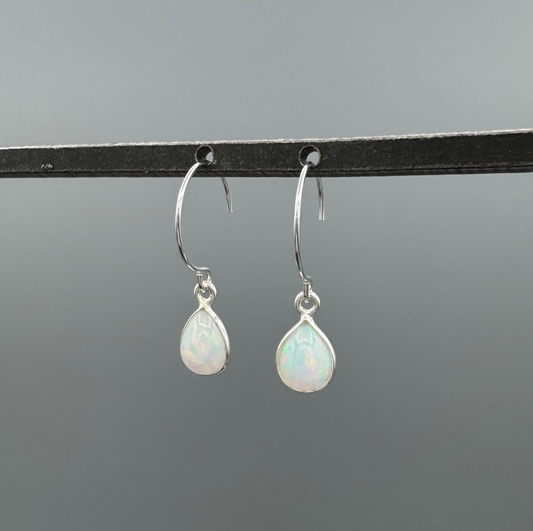 Sterling Silver Teardrop Ethiopian Opal Earrings
