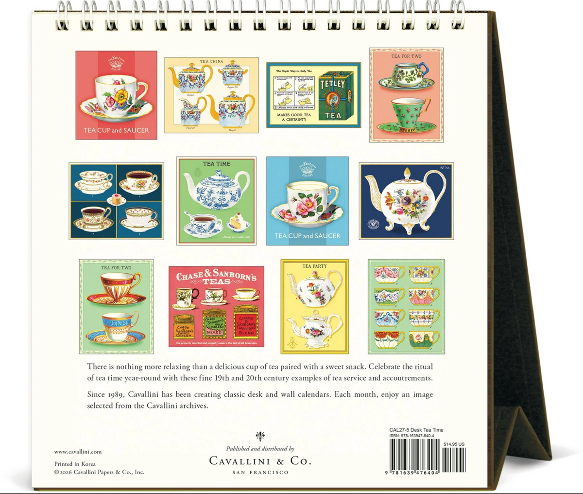 Cavallini & Co. 2027 Desk Calendar - Tea Time
