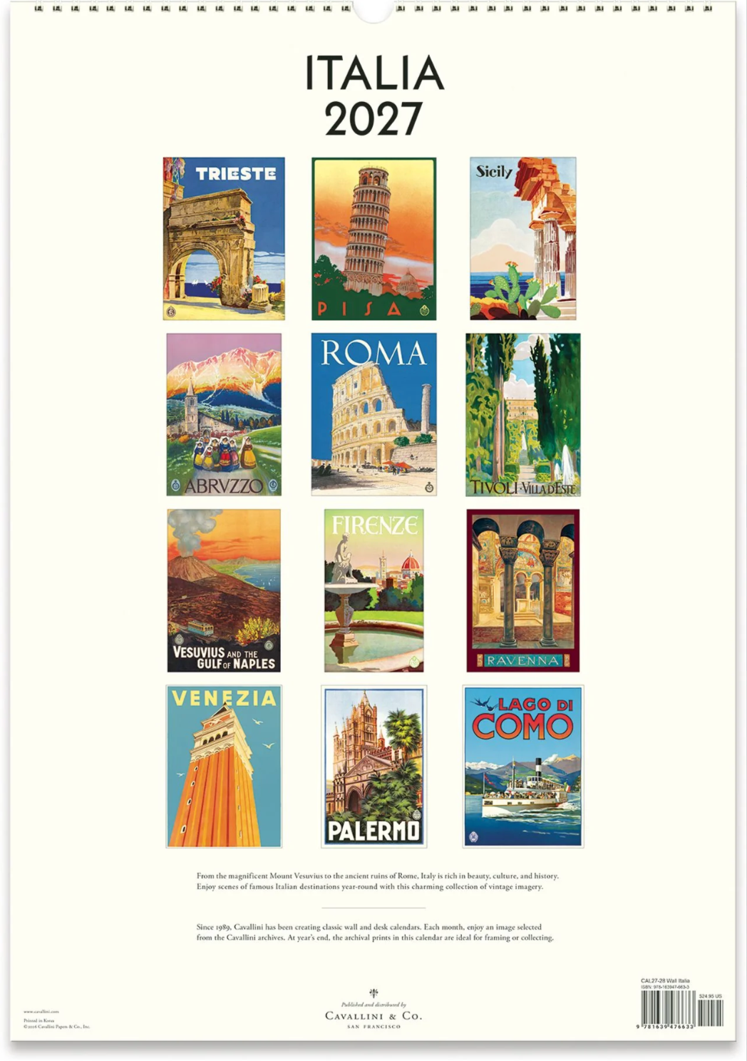 Cavallini & Co. 2027 Wall Calendar - Italia