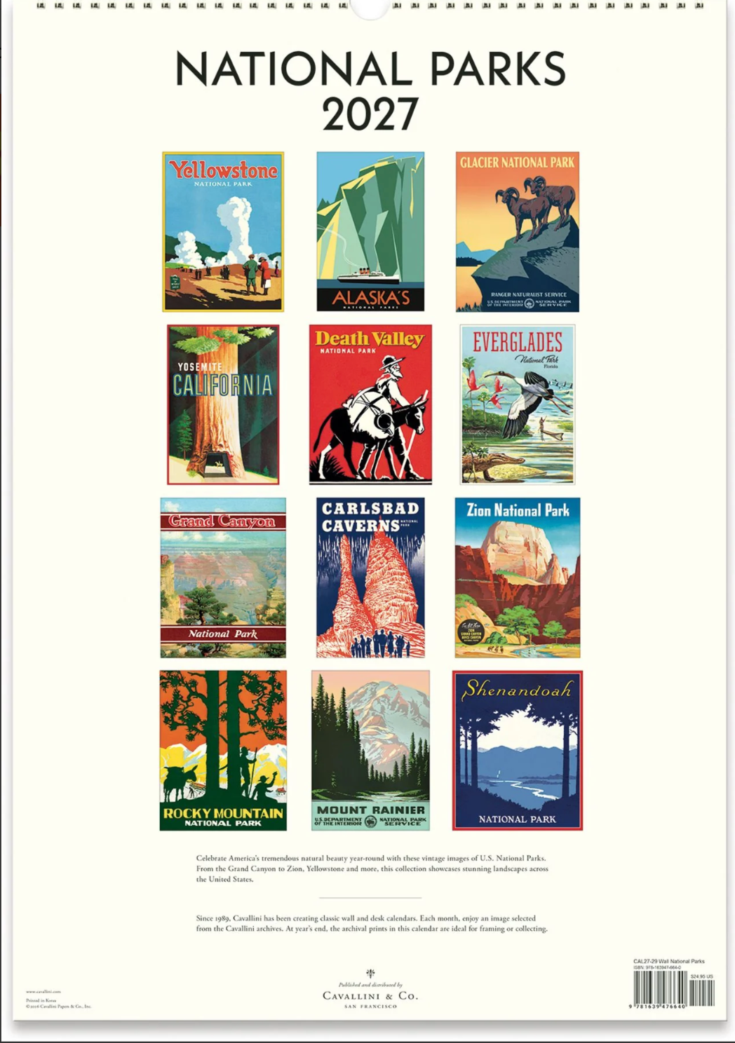 Cavallini & Co. 2027 Wall Calendar - National Parks