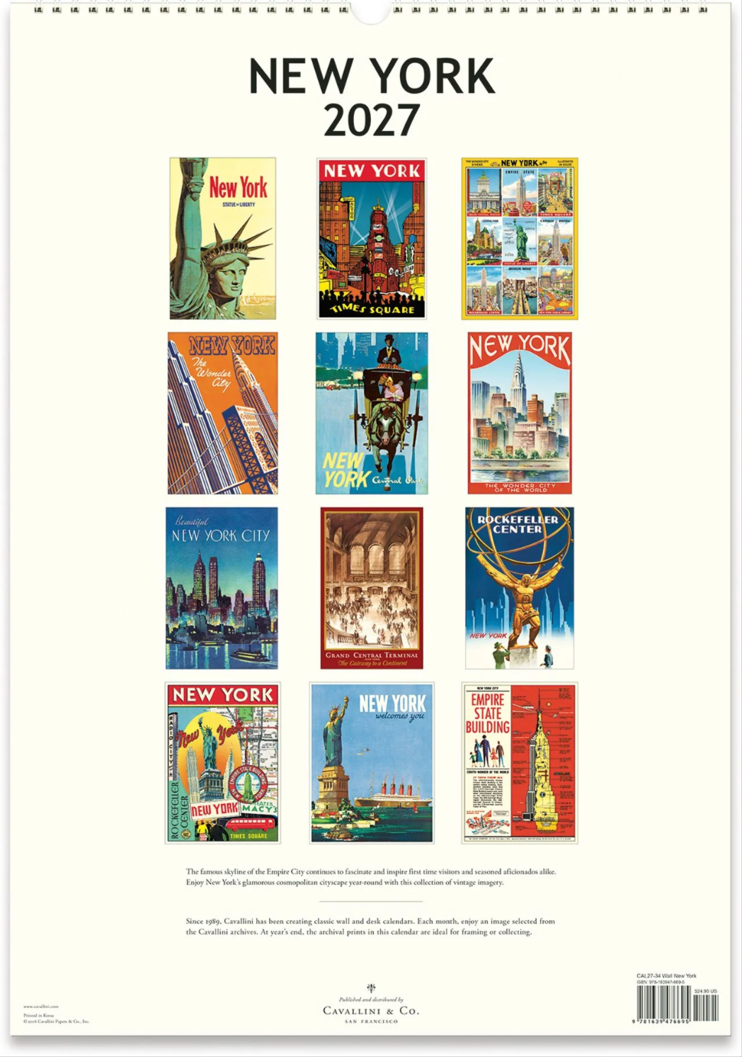 Cavallini & Co. 2027 Wall Calendar - New York