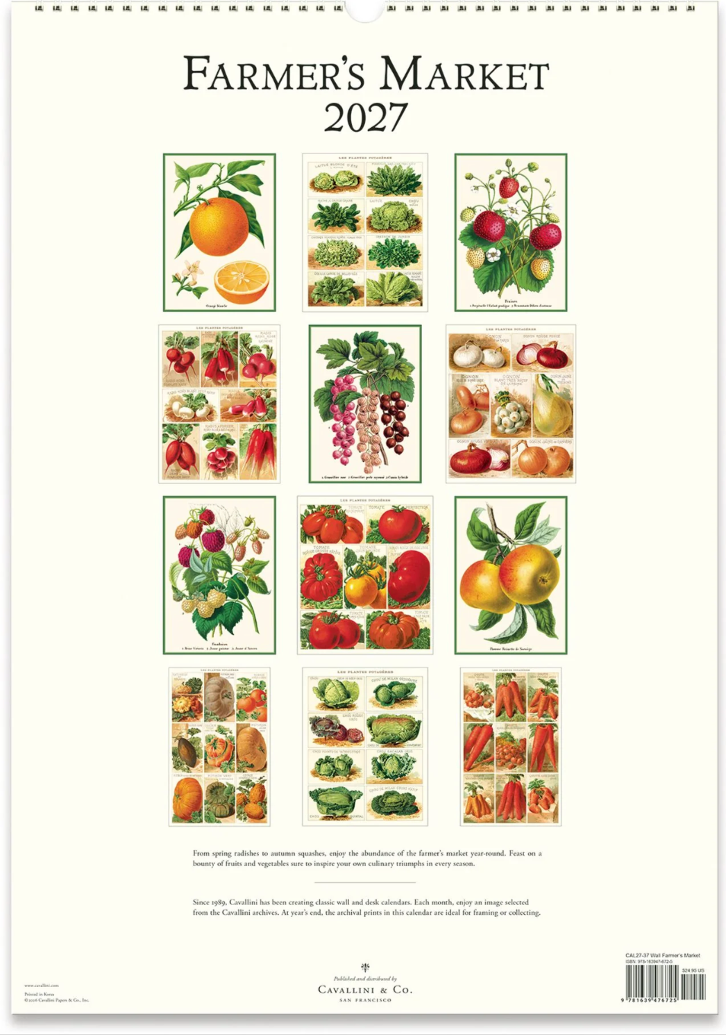 Cavallini & Co. 2027 Wall Calendar - Farmer's Market