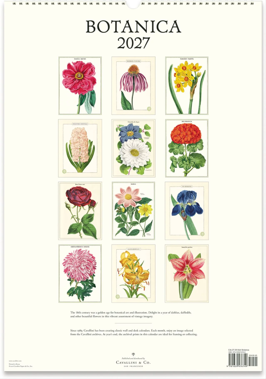 Cavallini & Co. 2027 Wall Calendar - Botanica