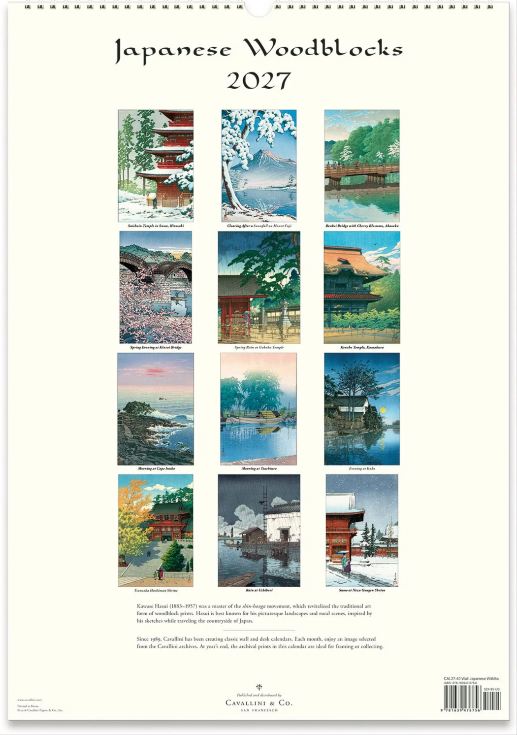 Cavallini & Co. 2027 Wall Calendar - Japanese Woodblocks