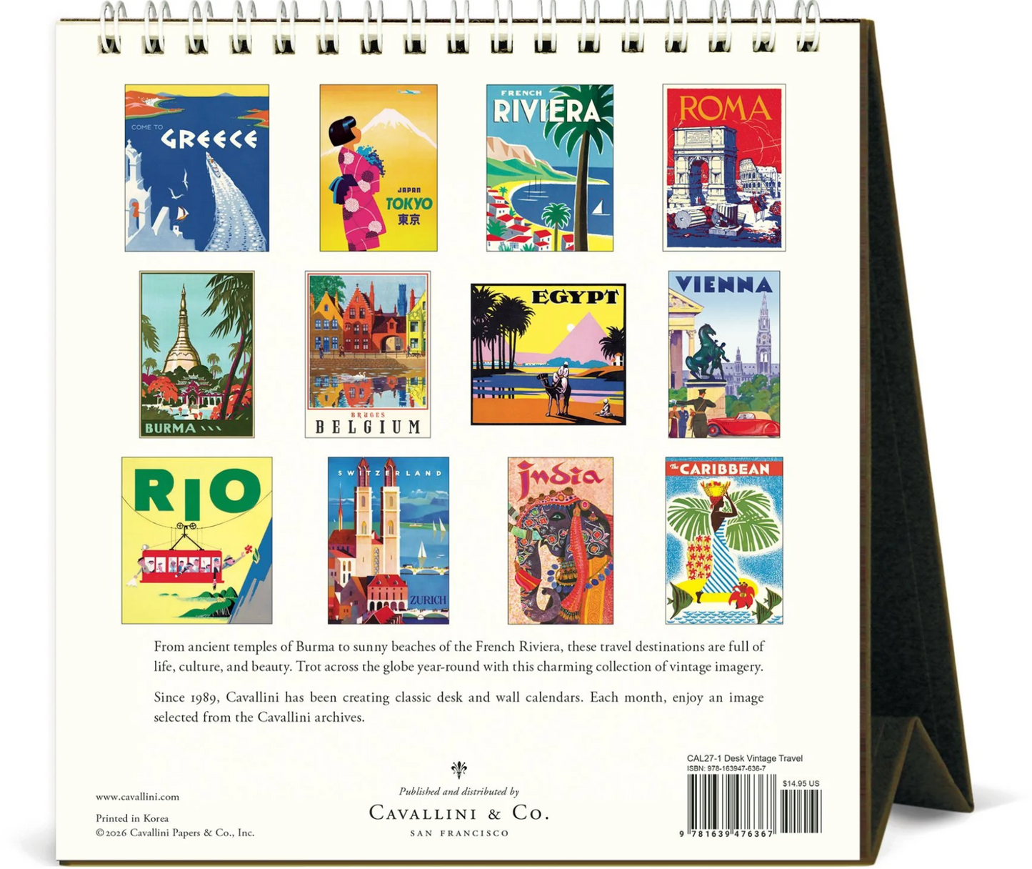 Cavallini & Co. 2027 Desk Calendar - Vintage Travel