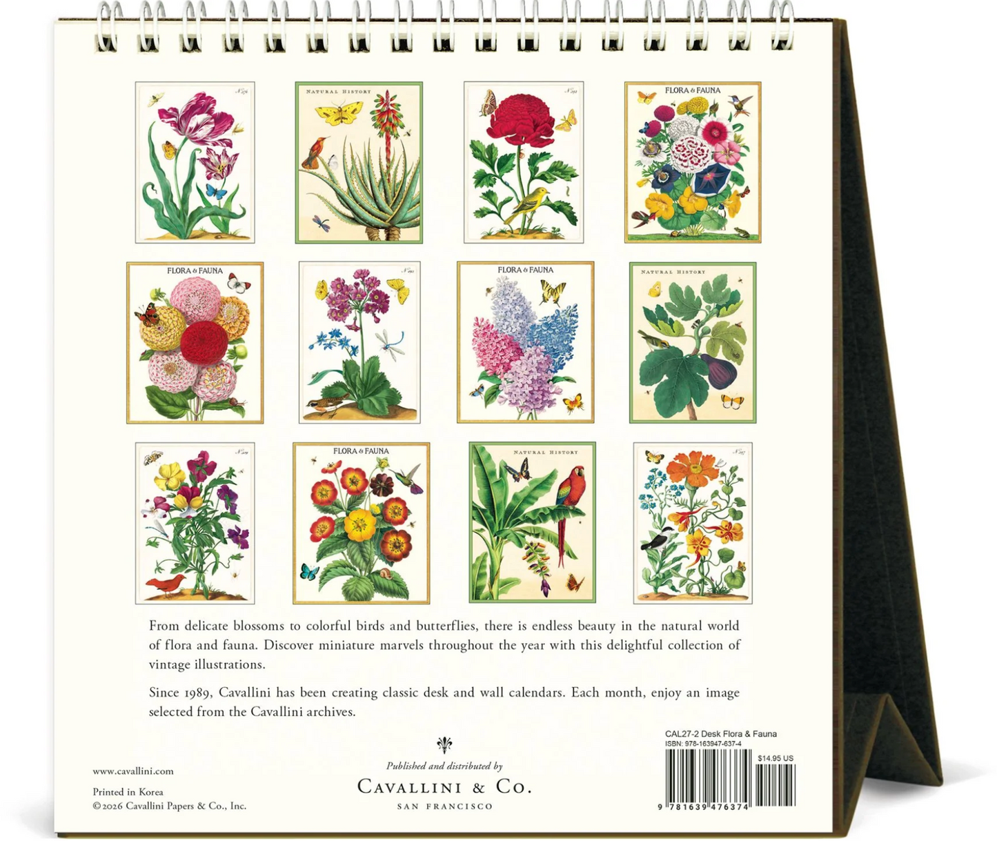 Cavallini & Co. 2027 Desk Calendar - Flora & Fauna